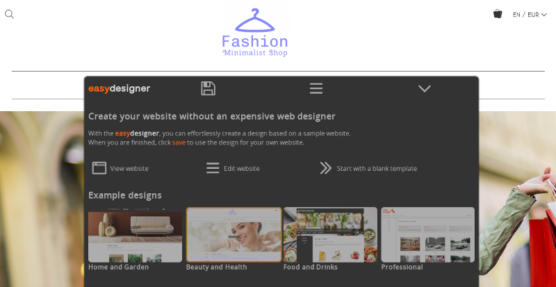 Bildschirmausschnitt des Easy Designers